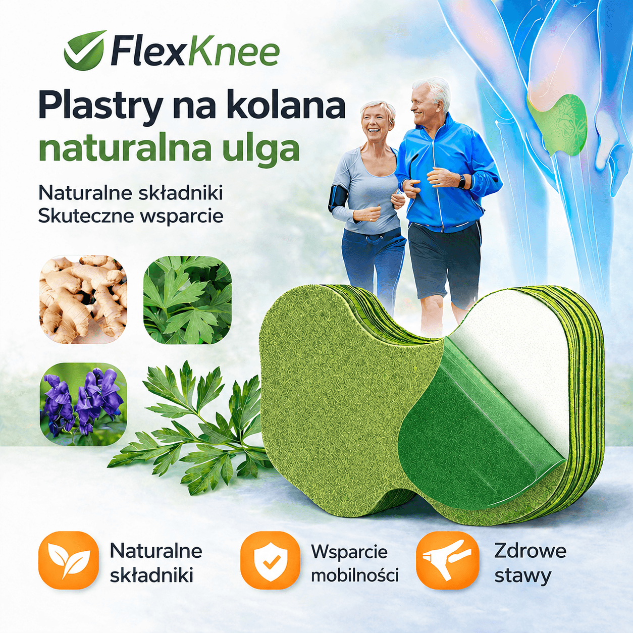 Flexi Pads - Ultra plastry ziołowe na ból kolana