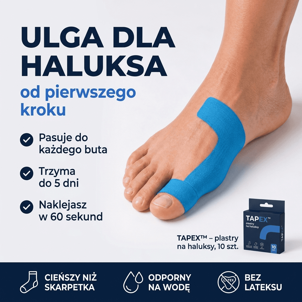 TAPEX™ - Plastry na haluksy, które odciążają paluch od pierwszego kroku